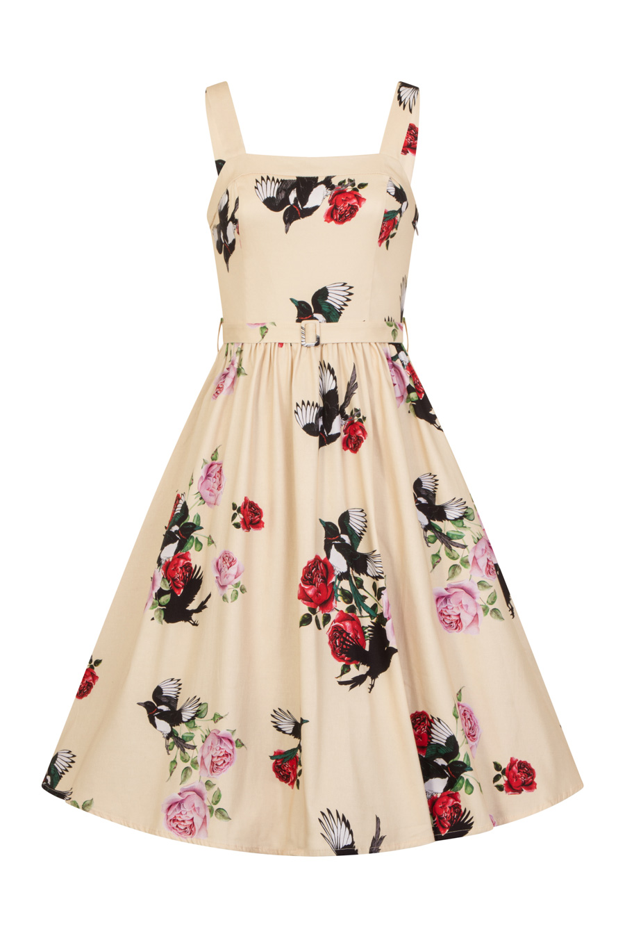 Yellow Rose Print Swing Dress